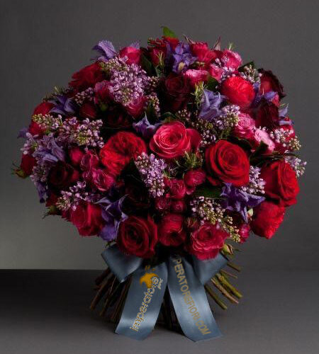 Bouquet fiori misti rosso,fucsia e glicine