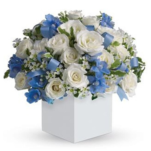 Box/Scatola scatola fiori misti azzurro