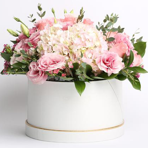 Box/Scatola scatola fiori di stagione sulle tonalità del rosa
