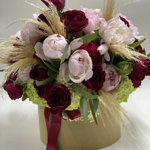 box/scatola bordo rosa e pampas