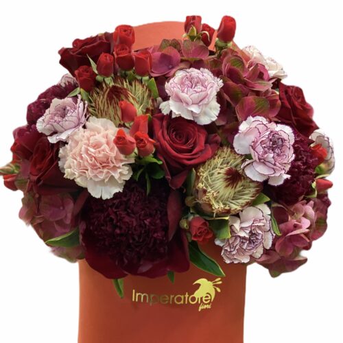 box/scatola rossa con fiori rossi e varie tonalità
