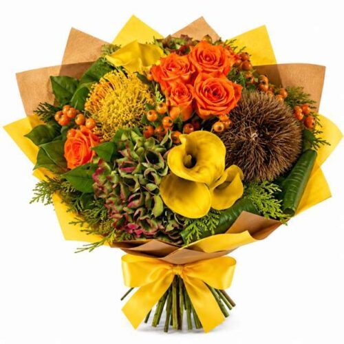 Bouquet con rose arancio