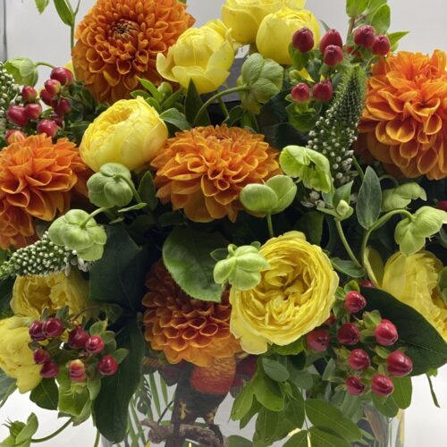 composizione fiori giallo e arancio