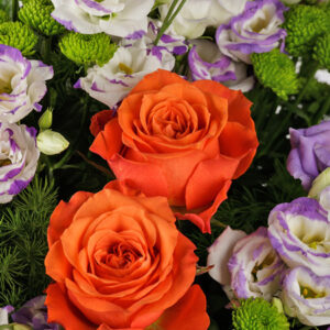 Bouquet autunno con rose arancio