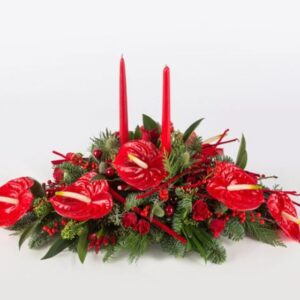 8Centrotavola natalizio on fiori di anthurium rosso