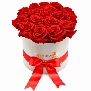 "Elegance Box": Cappelliera Rotonda con Rose Rosse Premium