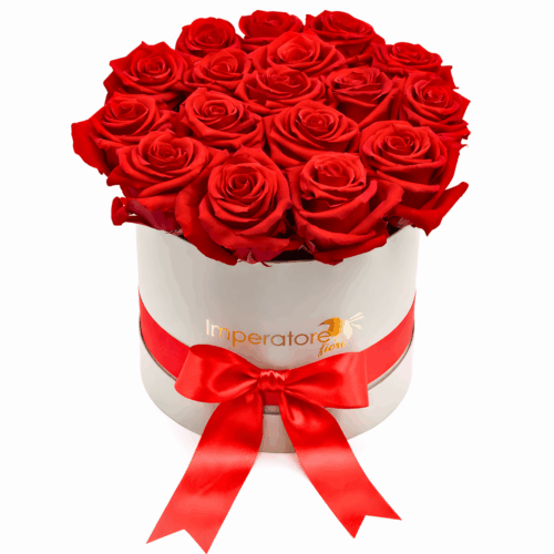 "Elegance Box": Cappelliera Rotonda con Rose Rosse Premium