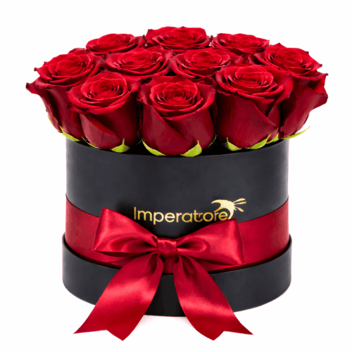 "Black Luxury": Flower Box Nera con Rose Rosse Premium