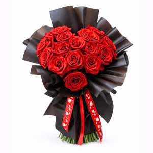 Bouquet Scultura di Rose Rosse a Forma di Cuore