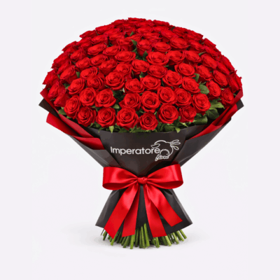 Imperial Love Grand Bouquet di 51 Rose Rosse a Gambo Lungo Luxury Edition