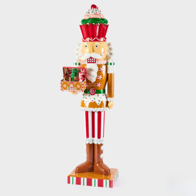 Schiaccianoci Gigante “Marzapane” con Carillon, Luci LED e Movimento – H 216 cm