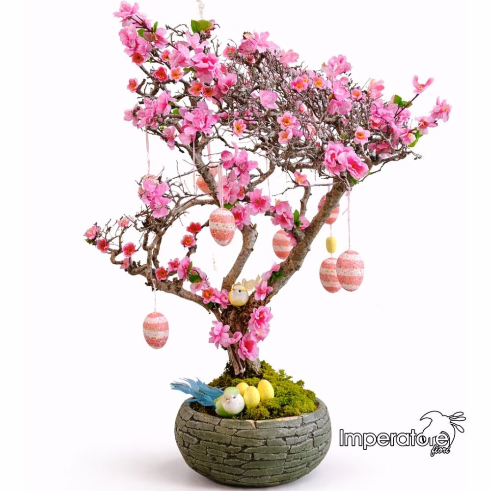Albero Fiorito Pasquale con Fiori Freschi – Composizione Artigianale Decorativa