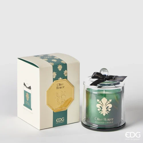 Candela Profumata Olive Flower EDG con Coperchio in Vetro