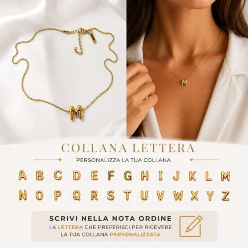 Collana con Iniziale Personalizzabile in Acciaio Dorato – Lettera a Scelta