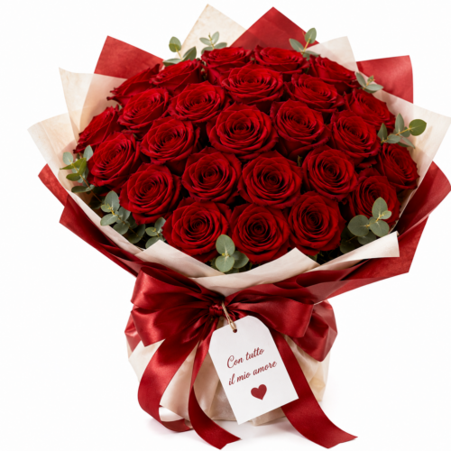 Passione Infinita – Bouquet di 25 Rose Rosse