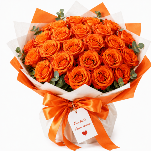 Energia d’Amore – Bouquet di 25 Rose Arancioni