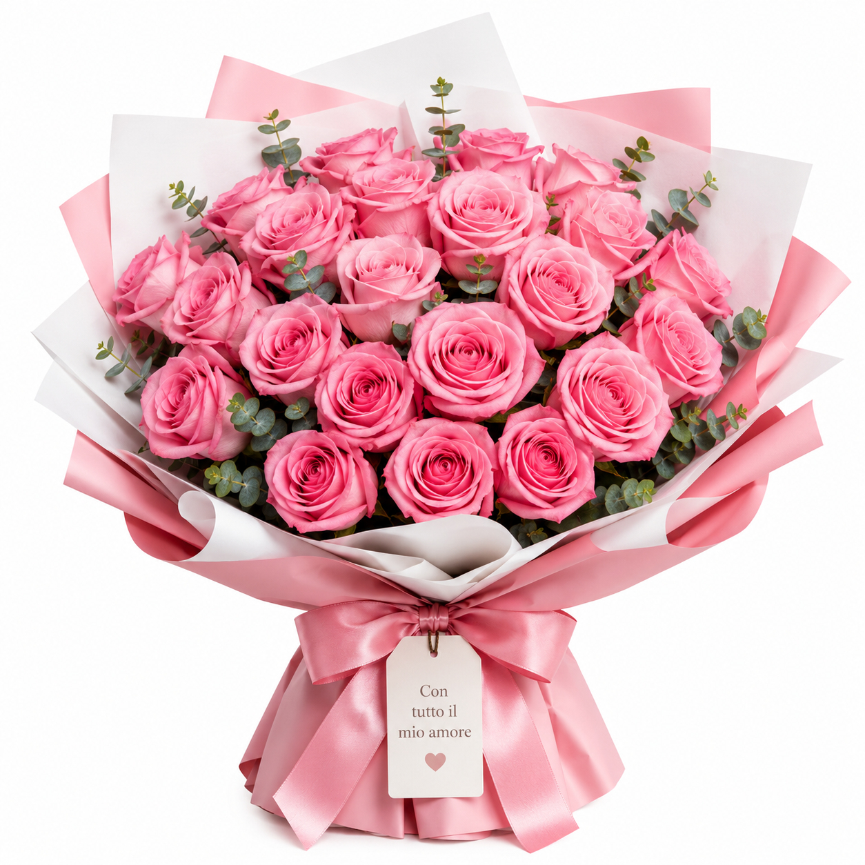 Dolce Carezza – Bouquet di 25 Rose Rosa